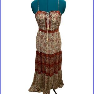 Ecoté | Boho maxi dress | Open back w/ tie bodice